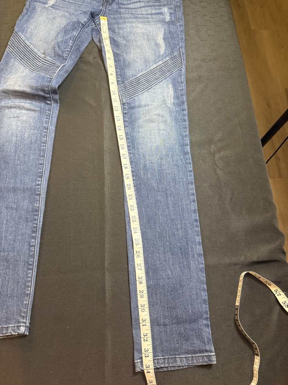 Light Wash Ribbed Panel Skinny Jeans - Picture 3 of 7